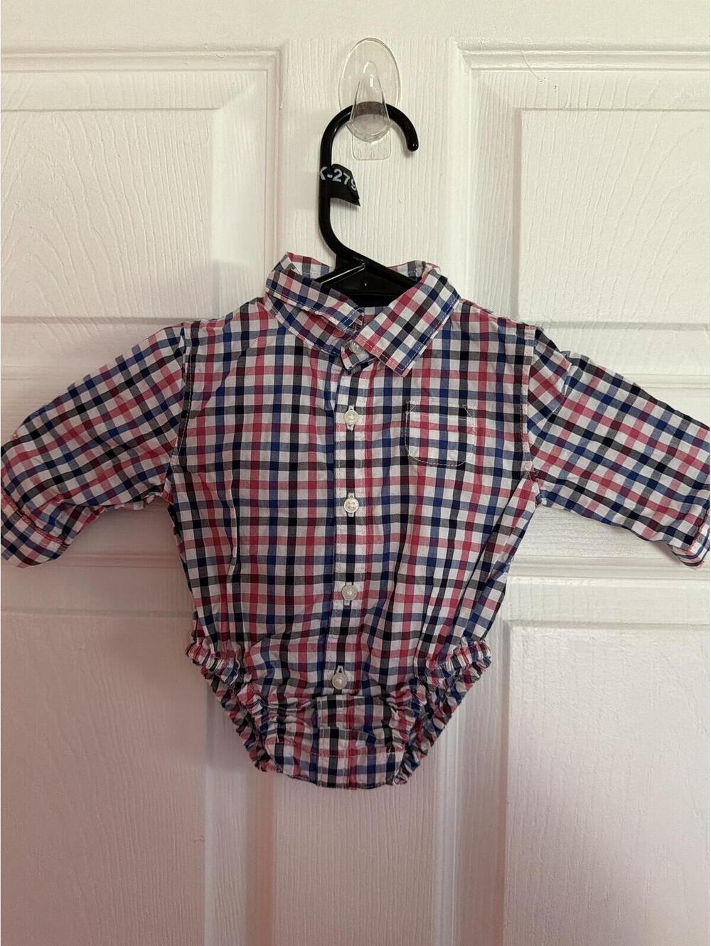 Janie and Jack Baby Plaid Button-Up Shirt Bodysuit 0-3 Months